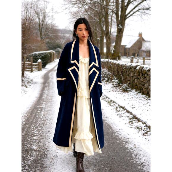 Free People Jackets & Blazers - Free People Nocturne Military Trimmed Overcoat Blue size M